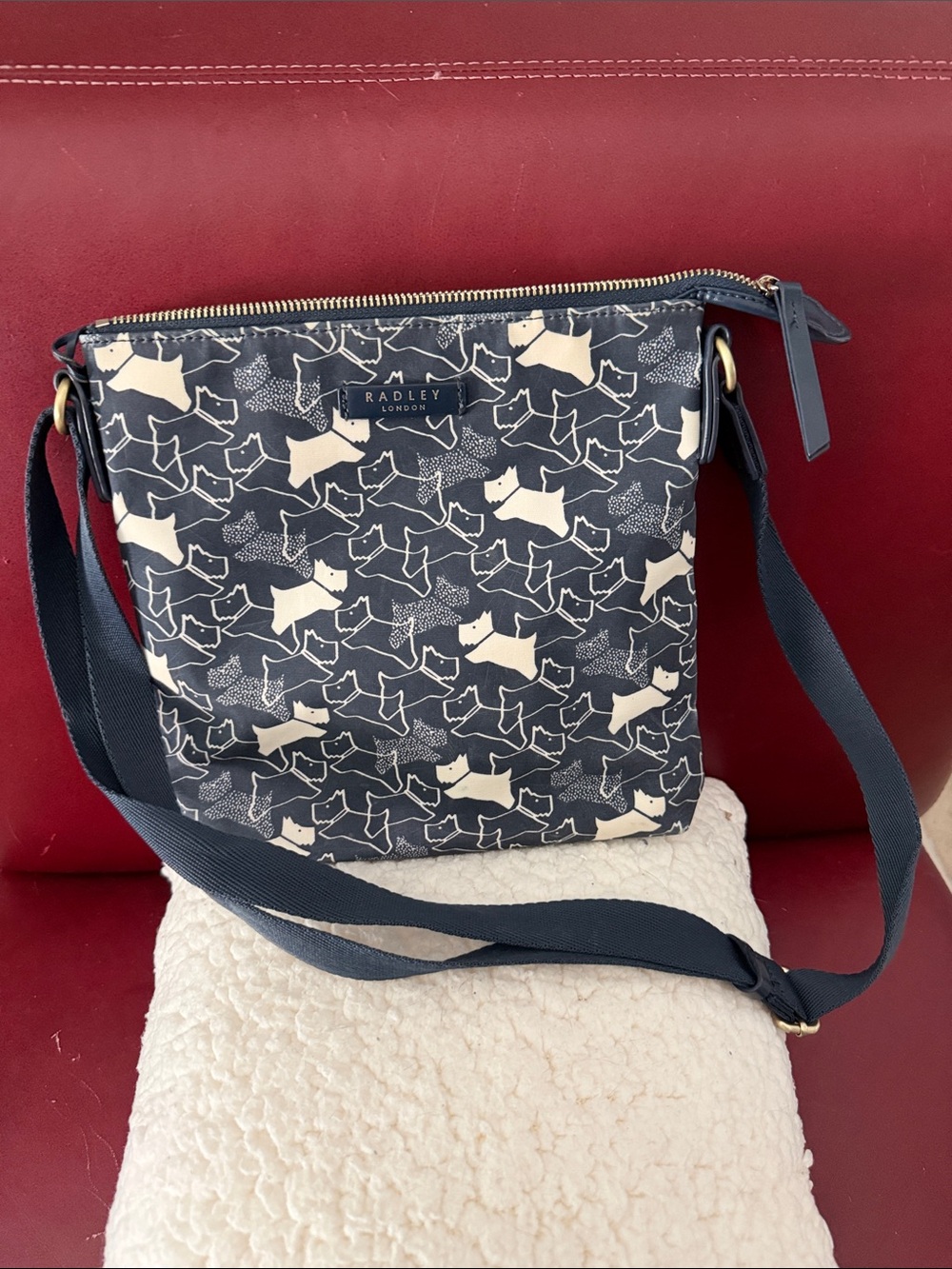 RADLEY LONDON Navy and Cream Scottie Print Crossbody Bag